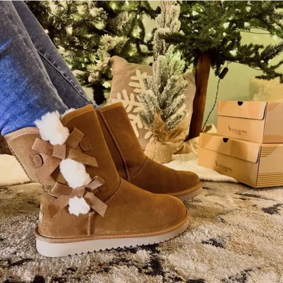 Koolaburra by UGG Victoria Short Boot Cognac Kids Size 5 - Picture 9 of 11